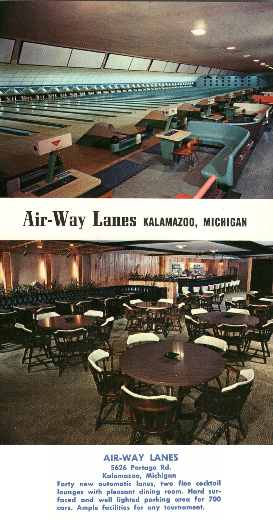 Airway Fun Center (Air-Way Lanes) - Vintage Postcard
